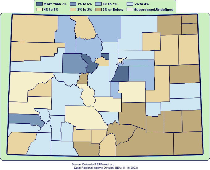 Real* Total Industry Earnings Growth by County