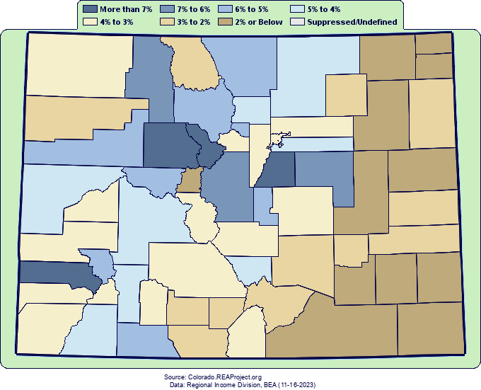 Real* Total Personal Income Growth by County